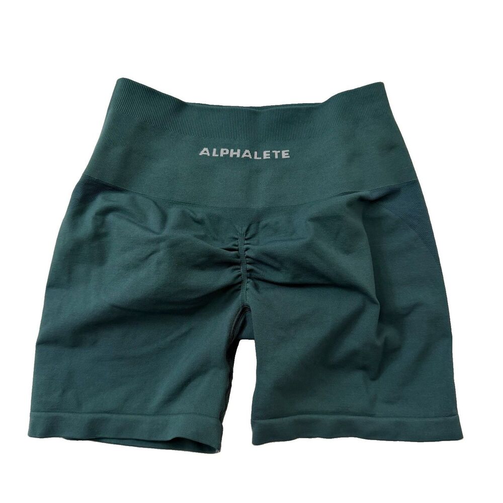 Alphalete Biker Shorts Small Midnight Green Amplify Seamless‎ High Rise Scrunch